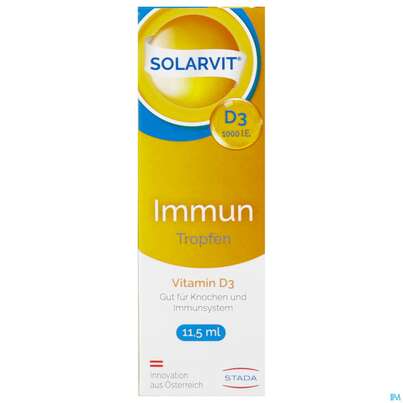 Sie sehen eine Packung SOLARVIT D3 IMMUN 1000 TR, 11,5 Milliliter, Produktbild: 01 SOLARVIT D3 IMMUN 1000 TR, 11,5 Milliliter, A-Nr.: 4600033 - 01