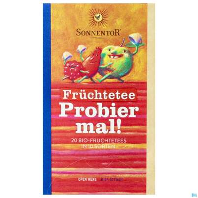 Sie sehen eine Packung Sonnentor© Kräutertee Probier mal!, 20 Stück, Produktbild: 01 Sonnentor© Kräutertee Probier mal!, 20 Stück, A-Nr.: 4388490 - 01
