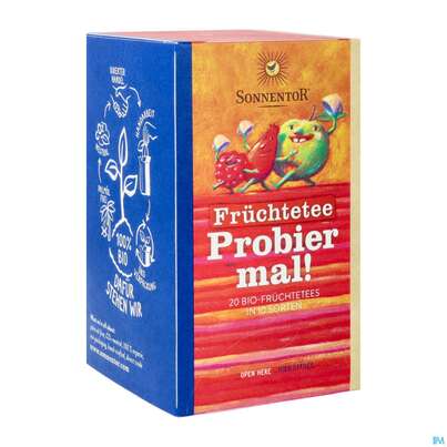 Sie sehen eine Packung Sonnentor© Kräutertee Probier mal!, 20 Stück, Produktbild: 04 Sonnentor© Kräutertee Probier mal!, 20 Stück, A-Nr.: 4388490 - 04