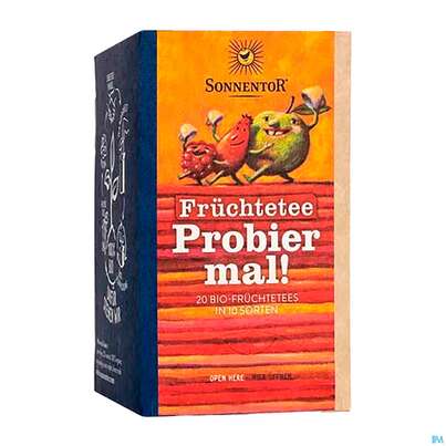 Sie sehen eine Packung Sonnentor© Kräutertee Probier mal!, 20 Stück, Produktbild: 05 Sonnentor© Kräutertee Probier mal!, 20 Stück, A-Nr.: 4388490 - 05