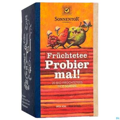 Sie sehen eine Packung Sonnentor© Kräutertee Probier mal!, 20 Stück, Produktbild: 06 Sonnentor© Kräutertee Probier mal!, 20 Stück, A-Nr.: 4388490 - 06