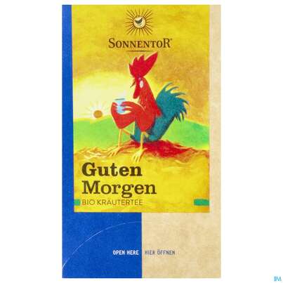 Sie sehen eine Packung Sonnentor© Guten Morgen Kräutertee, 18 Stück, Produktbild: 01 Sonnentor© Guten Morgen Kräutertee, 18 Stück, A-Nr.: 4042395 - 01