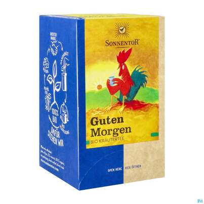 Sie sehen eine Packung Sonnentor© Guten Morgen Kräutertee, 18 Stück, Produktbild: 02 Sonnentor© Guten Morgen Kräutertee, 18 Stück, A-Nr.: 4042395 - 02