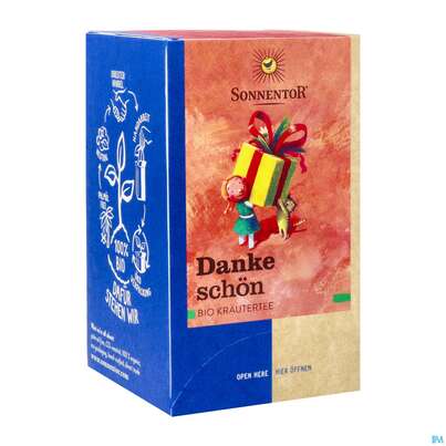 Sie sehen eine Packung Sonnentor© Dankeschön Kräutertee, 18 Stück, Produktbild: 02 Sonnentor© Dankeschön Kräutertee, 18 Stück, A-Nr.: 3172380 - 02