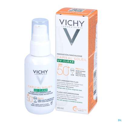Sie sehen eine Packung VICHY CS UV-CLEAR LSF50+, 40 Milliliter, Produktbild: 05 VICHY CS UV-CLEAR LSF50+, 40 Milliliter, A-Nr.: 5672891 - 05