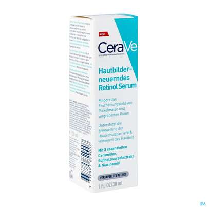 Sie sehen eine Packung CeraVe Hautbilderneuerndes Retinol Serum, 30 Milliliter, Produktbild: 02 CeraVe Hautbilderneuerndes Retinol Serum, 30 Milliliter, A-Nr.: 5672968 - 02