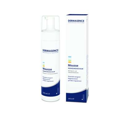 Sie sehen eine Packung Dermasence Mousse Reinigungsschaum 200ml, 200 Milliliter, Produktbild: 01 Dermasence Mousse Reinigungsschaum 200ml, 200 Milliliter, A-Nr.: 2695816 - 01