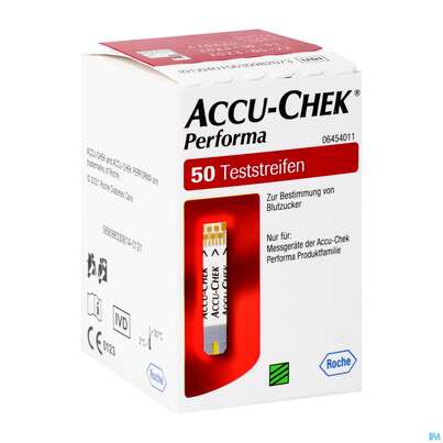 Sie sehen eine Packung ACCU-CHEK PERF.GLUC SRT, 50 Stück, Produktbild: 02 ACCU-CHEK PERF.GLUC SRT, 50 Stück, A-Nr.: 3617505 - 02