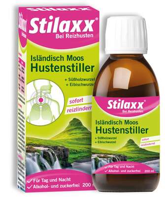 Sie sehen eine Packung Stilaxx® Hustenstiller für Erwachsene, 200 Milliliter, Produktbild: 01 Stilaxx® Hustenstiller für Erwachsene, 200 Milliliter, A-Nr.: 4575909 - 01
