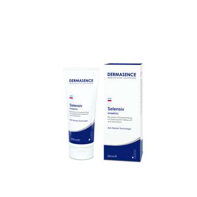 Sie sehen eine Packung Dermasence Selensiv Shampoo, Produktbild: 01 Dermasence Selensiv Shampoo, A-Nr.: 3018779 - 01