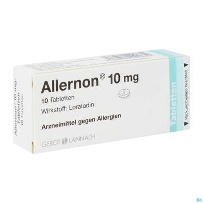 Sie sehen eine Packung ALLERNON TBL 10MG, 10 Stück, Produktbild: 02 ALLERNON TBL 10MG, 10 Stück, A-Nr.: 2440677 - 02