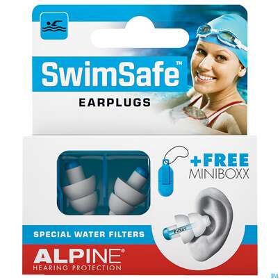 Sie sehen eine Packung ALPINE HEAR PROT SWIMSAFE, 2 Stück, Produktbild: 01 ALPINE HEAR PROT SWIMSAFE, 2 Stück, A-Nr.: 3796270 - 01