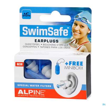 Sie sehen eine Packung ALPINE HEAR PROT SWIMSAFE, 2 Stück, Produktbild: 02 ALPINE HEAR PROT SWIMSAFE, 2 Stück, A-Nr.: 3796270 - 02
