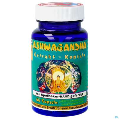 Sie sehen eine Packung Ashwaganda Extrakt Kapseln Withania Somnifera 60st, Produktbild: 01 Ashwaganda Extrakt Kapseln Withania Somnifera 60st, A-Nr.: 3996483 - 01