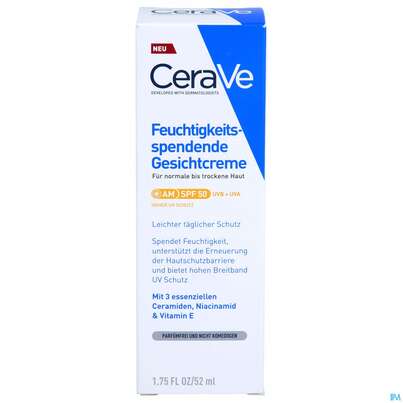 CeraVe Feuchtigkeitsspendende Gesichtscreme mit LSF 50, 52 Milliliter, A-Nr.: 5630935 - 01