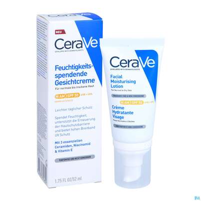 CeraVe Feuchtigkeitsspendende Gesichtscreme mit LSF 50, 52 Milliliter, A-Nr.: 5630935 - 05