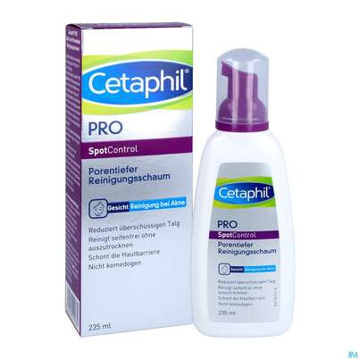 Sie sehen eine Packung Cetaphil Pro SpotControl Reinigungsschaum, 235 Milliliter, Produktbild: 05 Cetaphil Pro SpotControl Reinigungsschaum, 235 Milliliter, A-Nr.: 4841541 - 05
