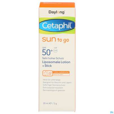 Sie sehen eine Packung Cetaphil Sun Daylong "To Go" SPF 50+ Creme & Stick , 20 Milliliter, Produktbild: 01 Cetaphil Sun Daylong "To Go" SPF 50+ Creme & Stick , 20 Milliliter, A-Nr.: 5192599 - 01