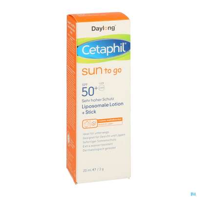 Sie sehen eine Packung Cetaphil Sun Daylong "To Go" SPF 50+ Creme & Stick , 20 Milliliter, Produktbild: 02 Cetaphil Sun Daylong "To Go" SPF 50+ Creme & Stick , 20 Milliliter, A-Nr.: 5192599 - 02