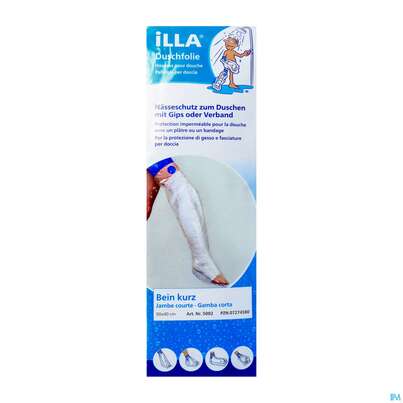 Sie sehen eine Packung Duschschutz Illa +klebeverschluss Bein/kurz 5st, Produktbild: 02 Duschschutz Illa +klebeverschluss Bein/kurz 5st, A-Nr.: 2203859 - 02
