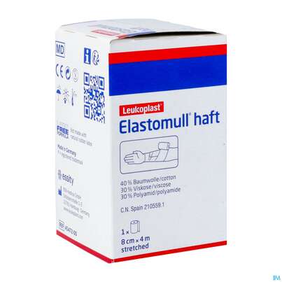 Sie sehen eine Packung Elastische Binden Elastomull/haft 4mx 8cm 1st, Produktbild: 02 Elastische Binden Elastomull/haft 4mx 8cm 1st, A-Nr.: 0765079 - 02