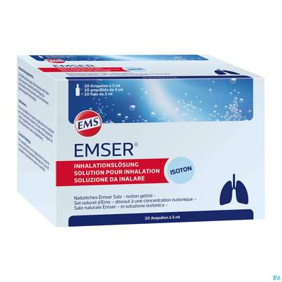 Sie sehen eine Packung EMSER INHAL LSG ISOT AMP SAC, 20 Stück, Produktbild: 03 EMSER INHAL LSG ISOT AMP SAC, 20 Stück, A-Nr.: 3072483 - 03
