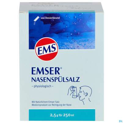Sie sehen eine Packung EMSER NA-SPUELSALZ 2,5G BTL, 100 Stück, Produktbild: 01 EMSER NA-SPUELSALZ 2,5G BTL, 100 Stück, A-Nr.: 3708159 - 01