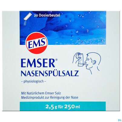Sie sehen eine Packung EMSER NA-SPUELSALZ 2,5G BTL, 20 Stück, Produktbild: 02 EMSER NA-SPUELSALZ 2,5G BTL, 20 Stück, A-Nr.: 3024892 - 02