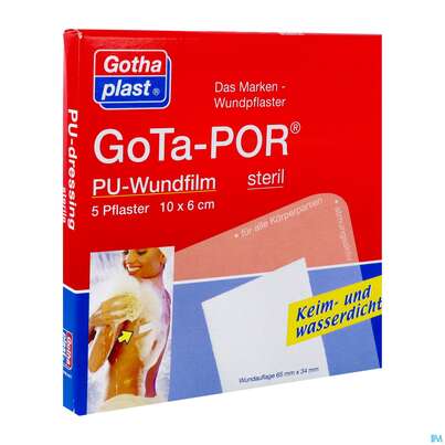 Sie sehen eine Packung Wundverband Gota-por Pu-wundfilm Steril Wasserfest 100x 60mm 5st, Produktbild: 02 Wundverband Gota-por Pu-wundfilm Steril Wasserfest 100x 60mm 5st, A-Nr.: 2982289 - 02