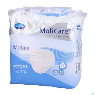 Sie sehen eine Packung Inkontinenz Molicare Premium/mobile/6 Tropfen Blau Xl 130-170cm 14st, Produktbild: 02 Inkontinenz Molicare Premium/mobile/6 Tropfen Blau Xl 130-170cm 14st, A-Nr.: 3078646 - 02