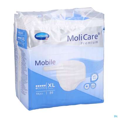 Sie sehen eine Packung Inkontinenz Molicare Premium/mobile/6 Tropfen Blau Xl 130-170cm 14st, Produktbild: 03 Inkontinenz Molicare Premium/mobile/6 Tropfen Blau Xl 130-170cm 14st, A-Nr.: 3078646 - 03