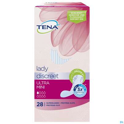 Sie sehen eine Packung Inkontinenz Tena Discreet Einlage Mini Ultra 761174 28st, Produktbild: 01 Inkontinenz Tena Discreet Einlage Mini Ultra 761174 28st, A-Nr.: 4838668 - 01