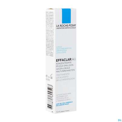 Sie sehen eine Packung La Roche-Posay Effaclar A.I. , 15 Milliliter, Produktbild: 02 La Roche-Posay Effaclar A.I. , 15 Milliliter, A-Nr.: 2831047 - 02