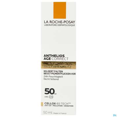 Sie sehen eine Packung La Roche-Posay Anthelios Age Correct Creme LSF50 , 50 Milliliter, Produktbild: 03 La Roche-Posay Anthelios Age Correct Creme LSF50 , 50 Milliliter, A-Nr.: 5387073 - 03