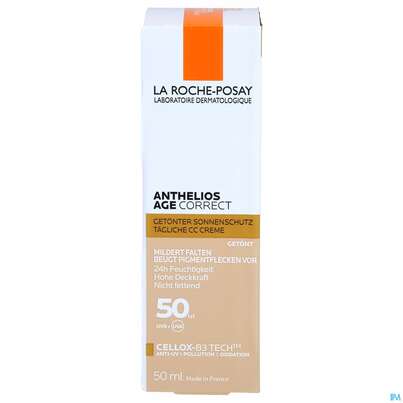 Sie sehen eine Packung La Roche-Posay Anthelios Age Correct Getönte Creme LSF50, 50 Milliliter, Produktbild: 01 La Roche-Posay Anthelios Age Correct Getönte Creme LSF50, 50 Milliliter, A-Nr.: 5387096 - 01