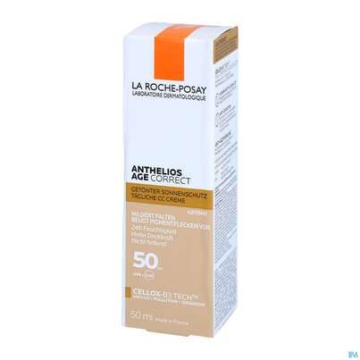 Sie sehen eine Packung La Roche-Posay Anthelios Age Correct Getönte Creme LSF50, 50 Milliliter, Produktbild: 03 La Roche-Posay Anthelios Age Correct Getönte Creme LSF50, 50 Milliliter, A-Nr.: 5387096 - 03