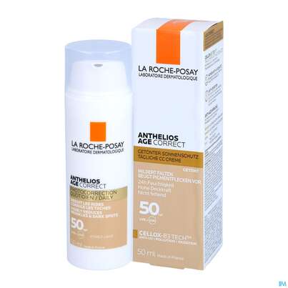 Sie sehen eine Packung La Roche-Posay Anthelios Age Correct Getönte Creme LSF50, 50 Milliliter, Produktbild: 04 La Roche-Posay Anthelios Age Correct Getönte Creme LSF50, 50 Milliliter, A-Nr.: 5387096 - 04