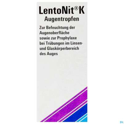 Sie sehen eine Packung Lento Nit K Augentopfen 10ml, Produktbild: 01 Lento Nit K Augentopfen 10ml, A-Nr.: 3130849 - 01