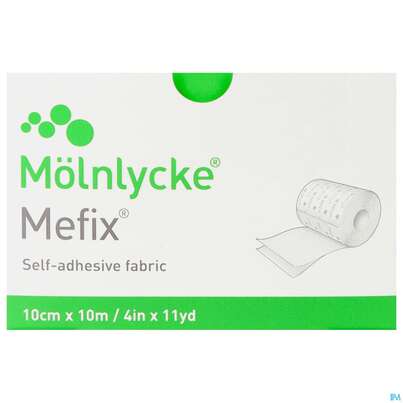 Sie sehen eine Packung Fixierverband Mefix 10mx 10cm 1st, Produktbild: 01 Fixierverband Mefix 10mx 10cm 1st, A-Nr.: 0672917 - 01