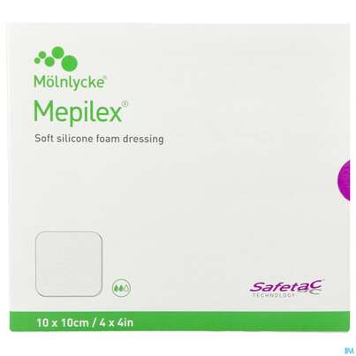 Sie sehen eine Packung Wundverband Mepilex Silikon 10x 10cm 5st, Produktbild: 01 Wundverband Mepilex Silikon 10x 10cm 5st, A-Nr.: 2211801 - 01