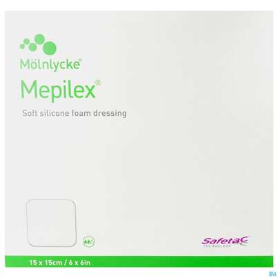 Sie sehen eine Packung Wundverband Mepilex Silikon 15x 15cm 5st, Produktbild: 02 Wundverband Mepilex Silikon 15x 15cm 5st, A-Nr.: 2211824 - 02