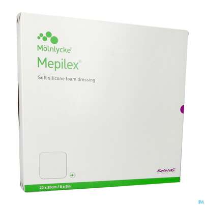 Sie sehen eine Packung Wundverband Mepilex Silikon 20x 20cm 5st, Produktbild: 02 Wundverband Mepilex Silikon 20x 20cm 5st, A-Nr.: 2211830 - 02