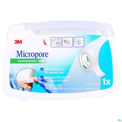Sie sehen eine Packung 3M Micropore Dispenser 12,5 mm x 5 m, 1 Stück, Produktbild: 01 3M Micropore Dispenser 12,5 mm x 5 m, 1 Stück, A-Nr.: 2602594 - 01