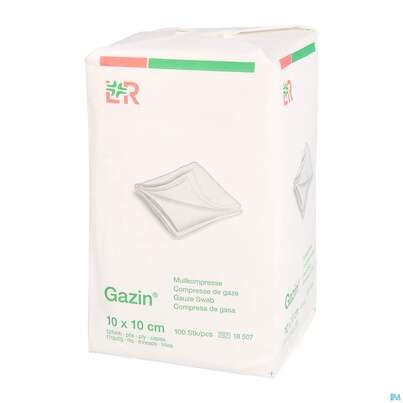 Sie sehen eine Packung Mullkompressen Gazin Baumw.17faedig Unsteril 12fach 10x 10cm 100st, Produktbild: 02 Mullkompressen Gazin Baumw.17faedig Unsteril 12fach 10x 10cm 100st, A-Nr.: 2386972 - 02