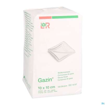 Sie sehen eine Packung Mullkompressen Gazin Baumw.17faedig Unsteril 12fach 10x 10cm 100st, Produktbild: 03 Mullkompressen Gazin Baumw.17faedig Unsteril 12fach 10x 10cm 100st, A-Nr.: 2386972 - 03