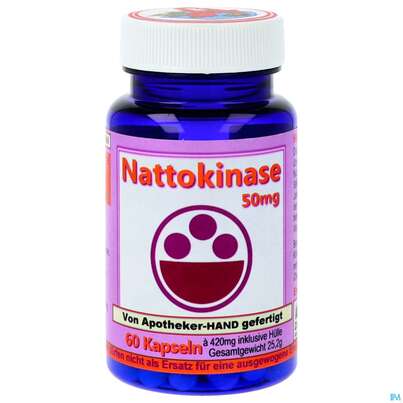Sie sehen eine Packung Nattokinase Kapseln 50mg 60st, Produktbild: 01 Nattokinase Kapseln 50mg 60st, A-Nr.: 4345003 - 01