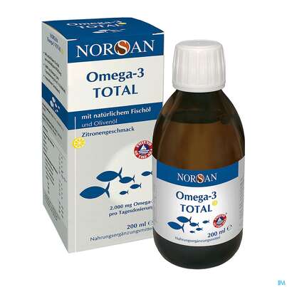 Sie sehen eine Packung NORSAN OMEGA 3 OEL TOTAL ZIT, 200 Milliliter, Produktbild: 02 NORSAN OMEGA 3 OEL TOTAL ZIT, 200 Milliliter, A-Nr.: 4524935 - 02
