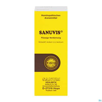 Sie sehen eine Packung Sanuvis -acidum L Lacticum Tropfen 100ml, Produktbild: 03 Sanuvis -acidum L Lacticum Tropfen 100ml, A-Nr.: 0638369 - 03