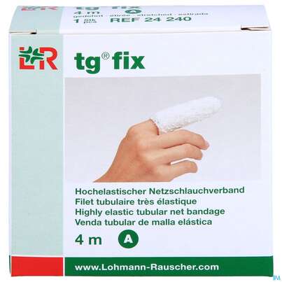 Sie sehen eine Packung Schlauchverband Tg/fix Netz Gr A Finger 4m, Produktbild: 01 Schlauchverband Tg/fix Netz Gr A Finger 4m, A-Nr.: 2249531 - 01