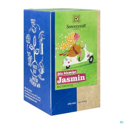 Sie sehen eine Packung Sonnentor© Die blumige Jasmin Tee, 18 Stück, Produktbild: 02 Sonnentor© Die blumige Jasmin Tee, 18 Stück, A-Nr.: 4307764 - 02